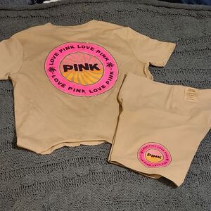 Pink Logo T-Shirt and Shorts Set